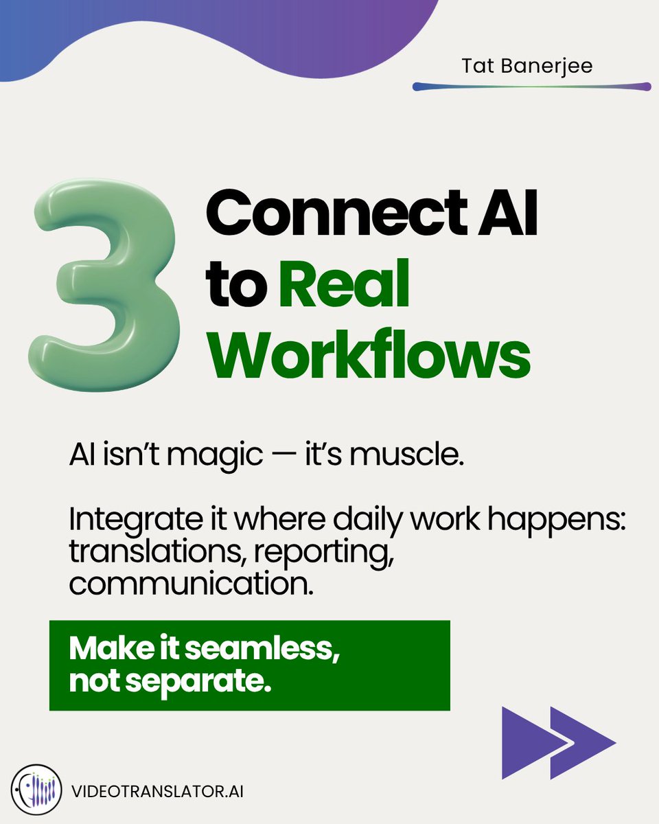 TatBanerjee's tweet image. AI pilots are everywhere, yet so few ever scale.
Why? Because technology alone doesn’t transform organisations. People and workflows do.
Here are 4 lessons I’ve learned about making AI actually work in your organisation 👇

#AIAdoption #DigitalTransformation #Leadership #VoiceAI…