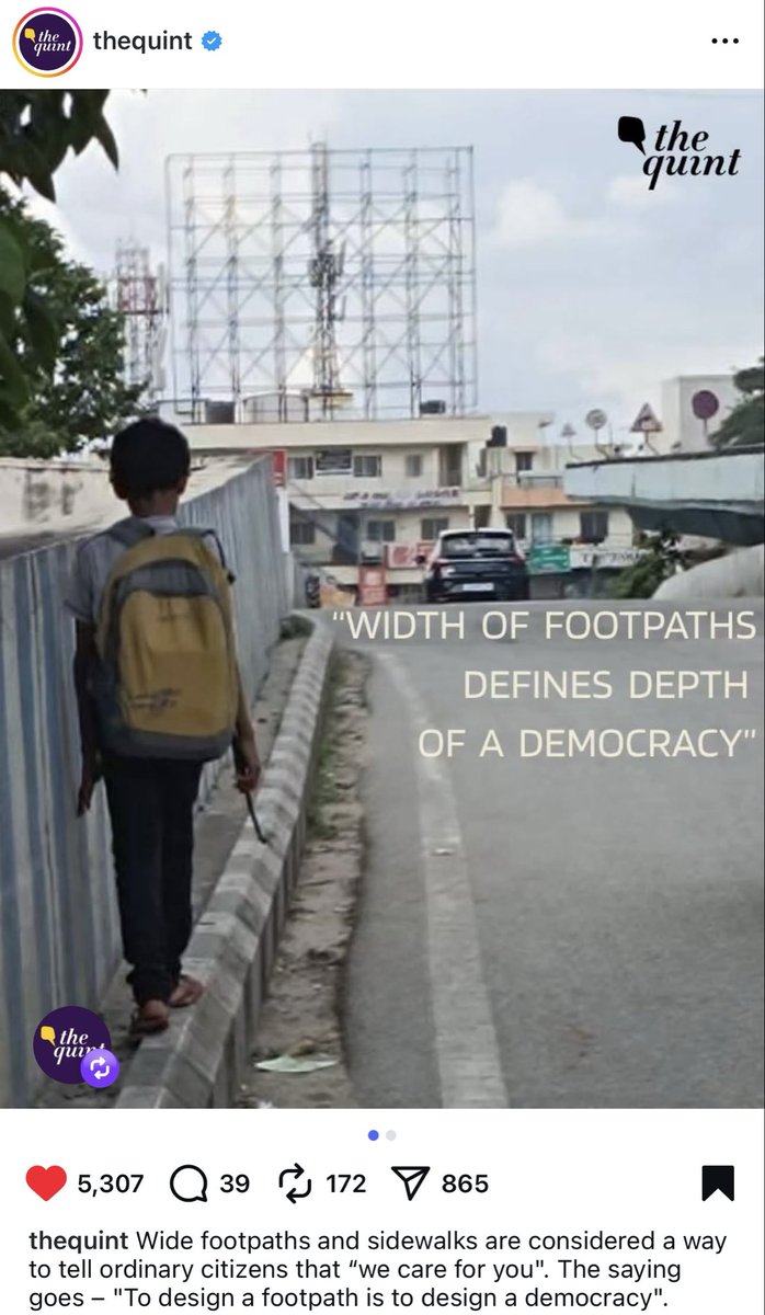 ResearchDashbo1's tweet photo. Can the footpath be considered a variable in the study of Indian democracy?

Instagram post courtesy: @TheQuint https://t.co/vKvJlVLlai