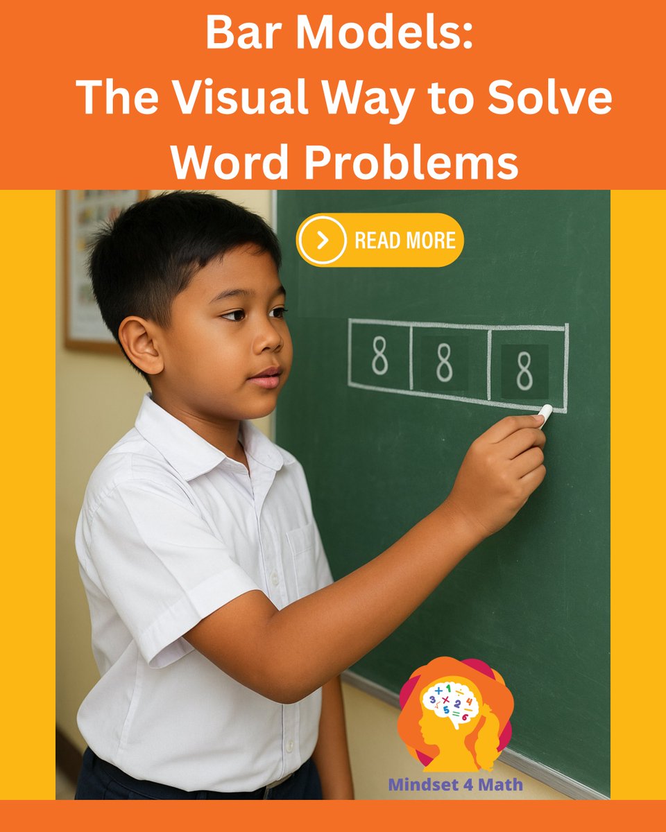 Mindset4math's tweet image. Word problems made simple!
👉 Read the blog: Singapore Math Bar Model Method: The Game-Changing Math Strategy Every Parent Should Know
mindset4math.com/singapore-math…
#Mindset4math #singaporemath #barmodelmethod #singaporemathbook #modelmethod #mathproblems #wordproblems