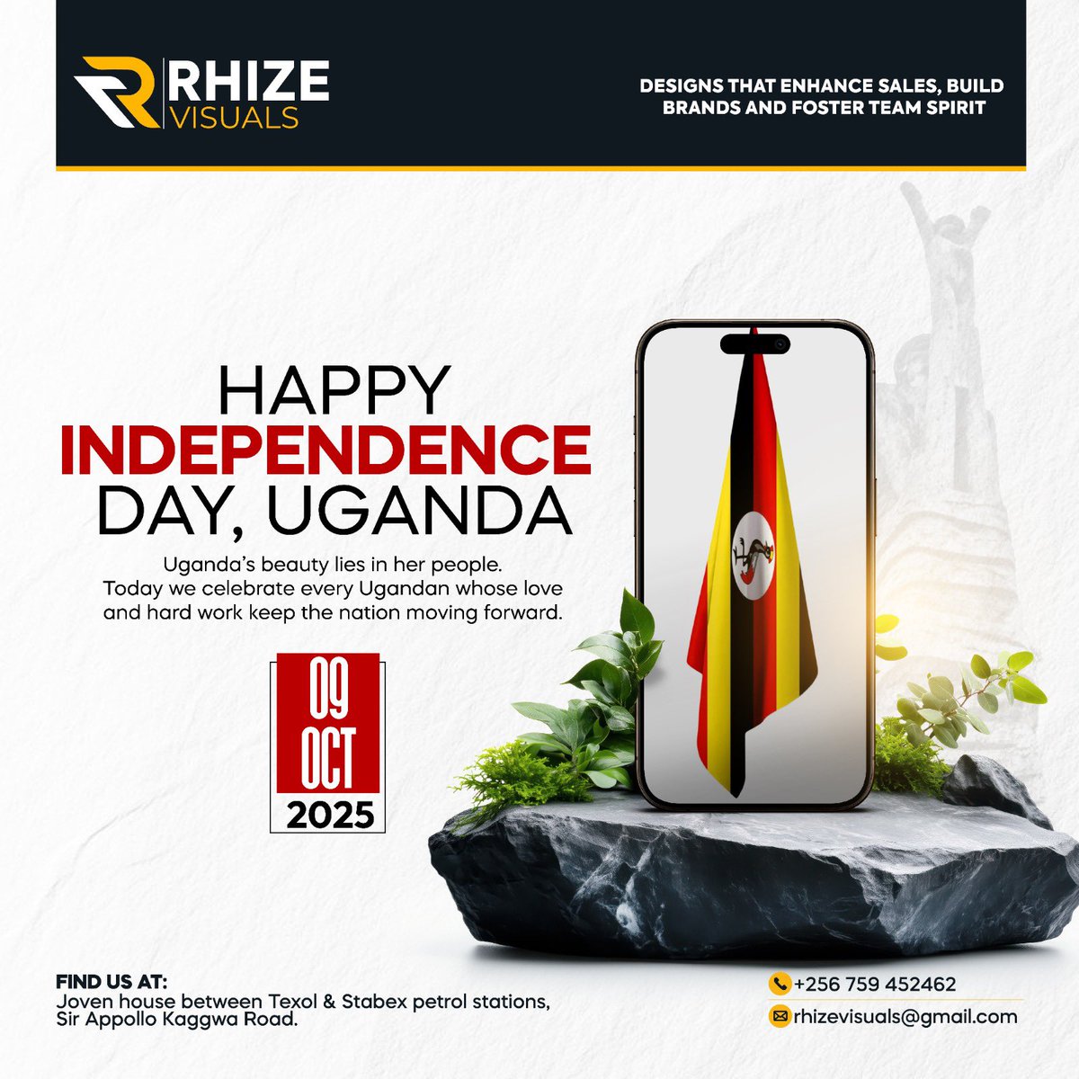 Uganda’s beauty lies in her people bold, creative, and unstoppable.
Happy Independence Day from all of us at #RhizeVisuals 🇺🇬✨