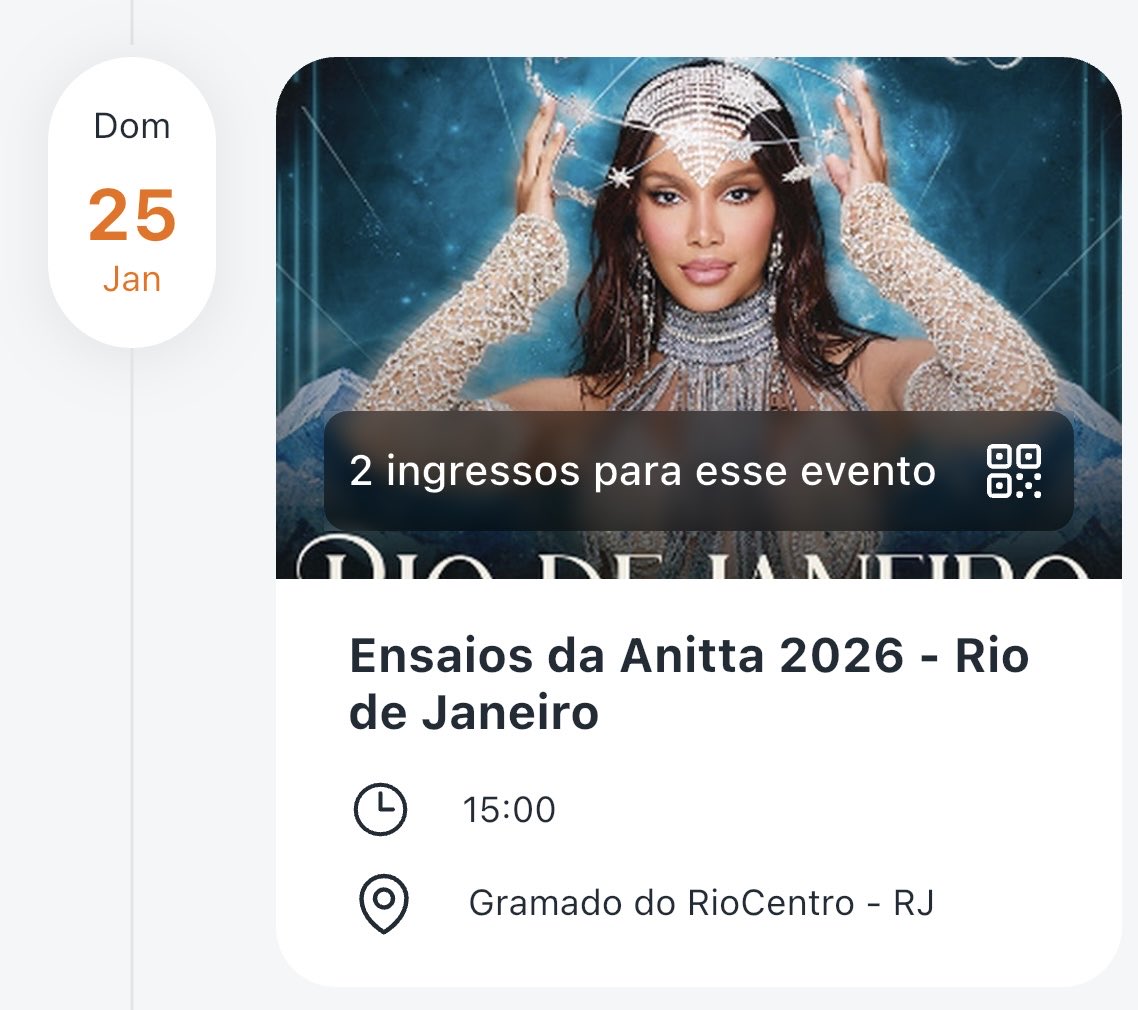 diass_raissa's tweet photo. Vendo dois ingressos pista para os ensaios da Anitta Rio de Janeiro 

@PedroMonet 
@pedromevesi
@fuck_theus 

#EnsaiosDaAnitta #ensaiosdaanitta2026 https://t.co/cbvpdmKeKp