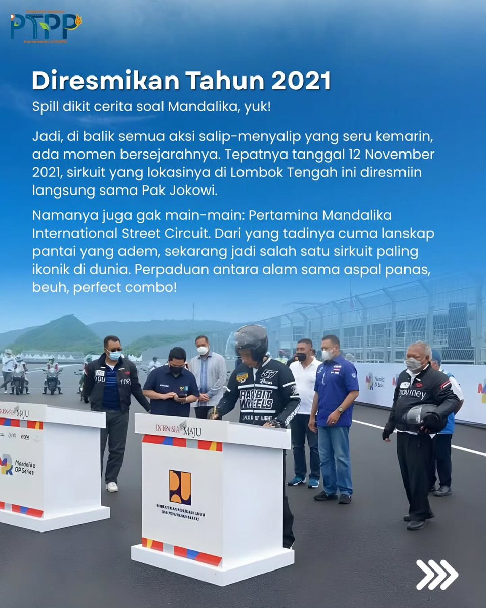 KANTAHKABKUDUS's tweet photo. Halo sobatptpp, Penasaran nggak sih gimana ceritanya Mandalika bisa jadi sirkuit sekeren sekarang? Jadi gini.

Awalnya kan itu cuma lanskap pantai biasa di Lombok. Terus, pada 12 November 2021, tempat itu diresmiin Presiden Jokowi jadi sirkuit internasional.

#ditjenptpp https://t.co/SwxJSxiv5h