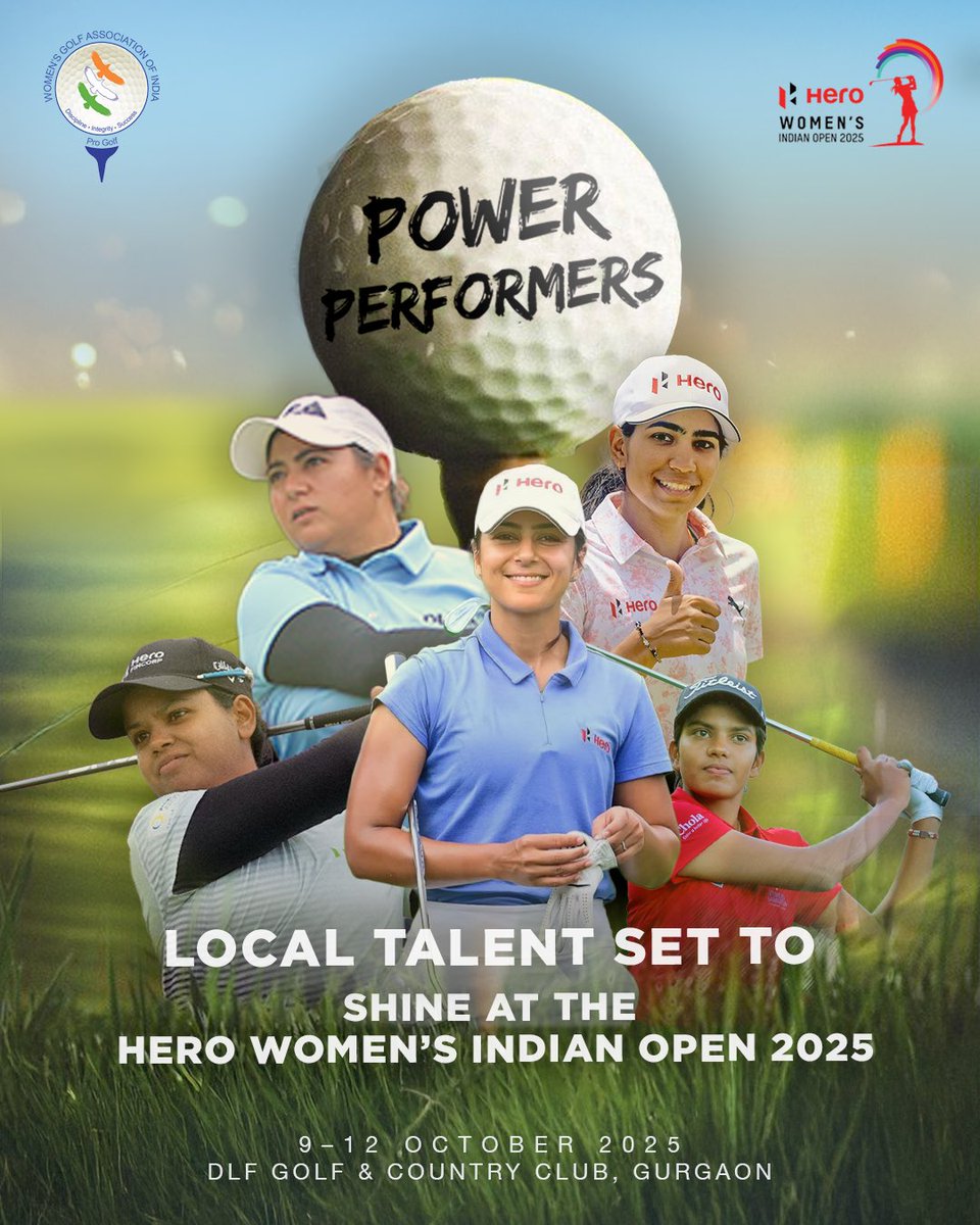 wgaofindia's tweet photo. 🇮🇳 Local talent set to shine at the Hero Women’s Indian Open 2025.
All the best girls!
📅 9–12 Oct | 📍 DLF Golf & Country Club
#HWIO2025 #WGAI #LetGolf #GolfTournament #India https://t.co/c0EyOCtU4Z