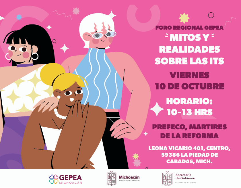 prepamartires's tweet photo. FORO REGIONAL GEPEA
"Mitos y Realidades sobre las ITS" (Infecciones de Transmisión Sexual) Sede: PREFECO Mártires de la Reforma, viernes 10 de octubre de 10:00 a 13:00 horas.
#GEPEA #COESPO #Michoacan #SoyPREFECO https://t.co/JgDUNlgrm4