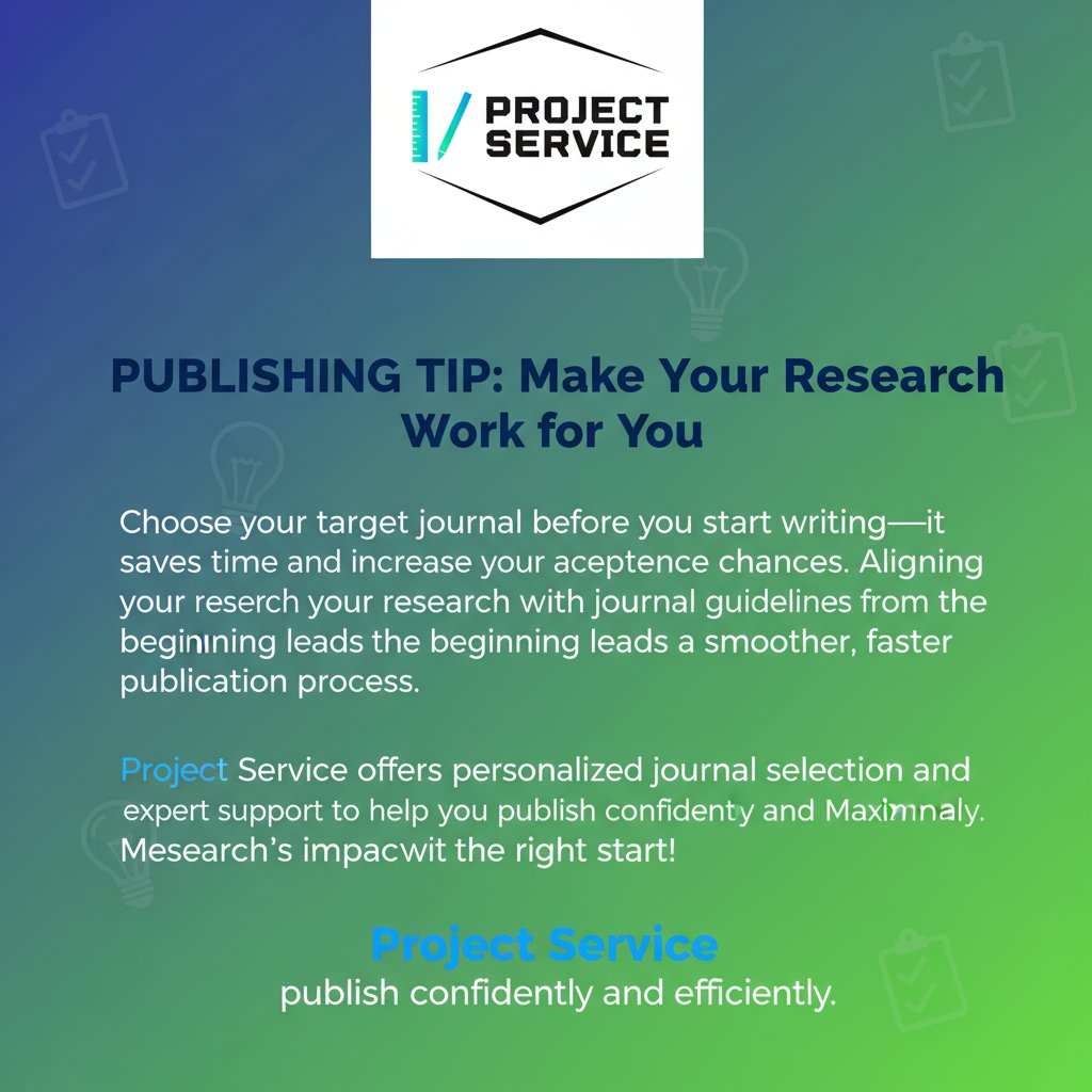 ProjectSer8630's tweet image. A smart plan leads to smart publishing—let Project Service turn your research into results.

#PublishingTip #SmartResearch #JournalSelection #AcademicSuccess #ProjectService
