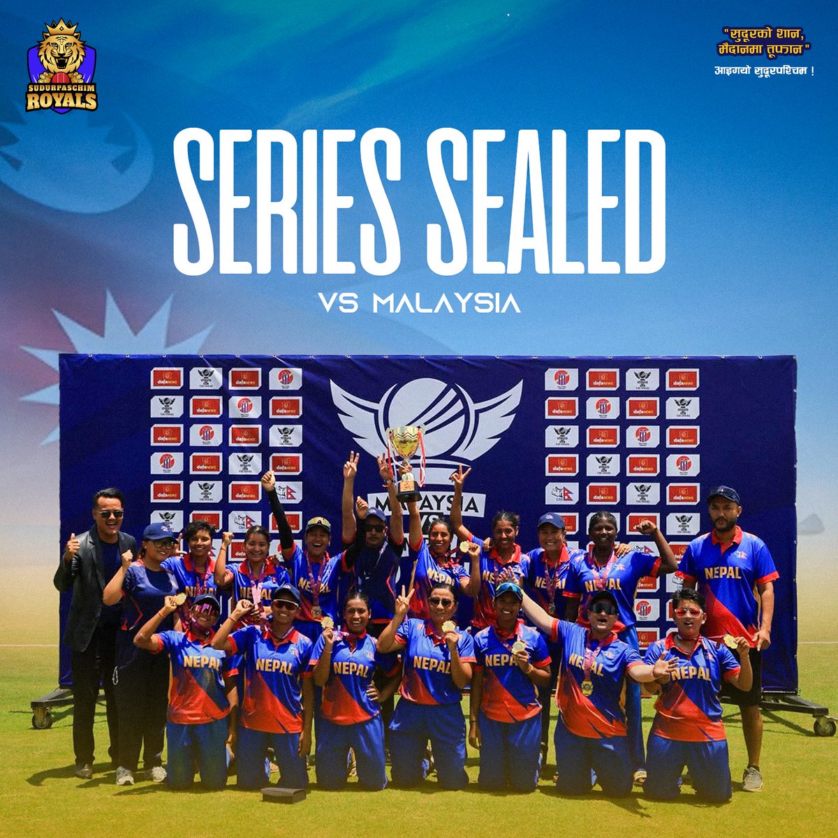 Series sealed on foreign soil🏆

Well done girls, wishing more brilliant performances ahead🇳🇵💪

#SudurpaschimRoyals #Suparoyals #SBLNPL2 #NepalCricket #WomenTeam