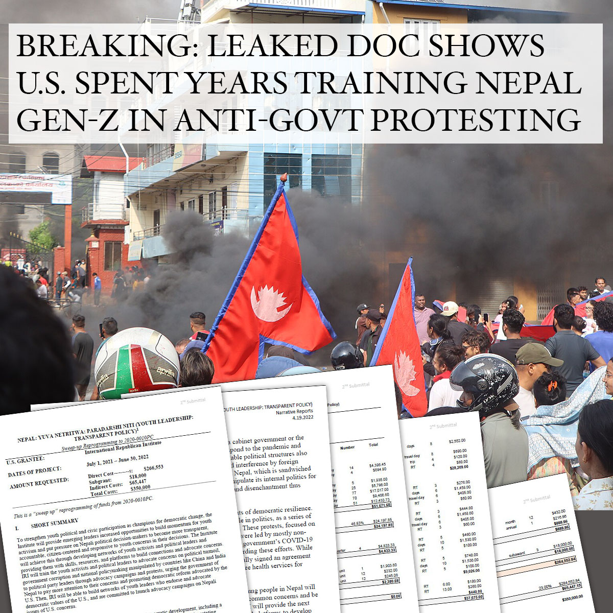 BREAKING NEWS: THE U.S. N.E.D. WORKED for more than three years to politicize Nepal’s Gen-Z youth and train them in anti-government protesting—before protests led by young people toppled the authorities last month, a leaked document reveals.

From 2022, the CIA’s soft-power