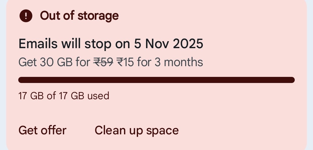 Gmail 17 GB fully used...Time for Zohomail....
