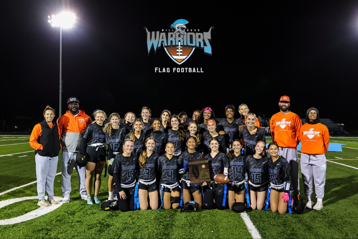 WB_ATHLETICS's tweet photo. 🏆BACK-2-BACK REGIONAL CHAMPS🏆

Congratulations to our Varsity Girls Flag Football team for securing their 2nd straight IHSA Regional Championship! The Warriors defeated St. Edward by a score of 37-12.

Our Warriors advance to the IHSA Sectional Semi Final on Monday, October 13th at South Elgin for a 5:00 PM contest. Tickets can be purchased here: https://t.co/vbSuqk1kV5

#DubsUp 📸 @piehousesix @WBFLAGFOOTBALL @WillowbrookHS1 @dkrausewb