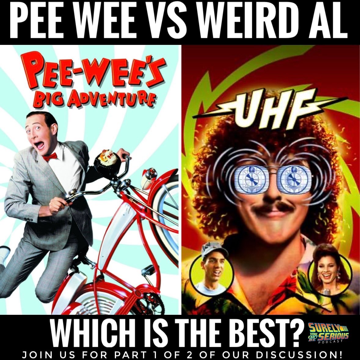 🎧🎧NEW PODCAST🎧🎧

“Pee-Wee’s Big Adventure” (1985) vs “UHF” (1989): Part 1

podcasts.apple.com/us/podcast/sur…

#peewee #weirdal #1989movies #1985movies