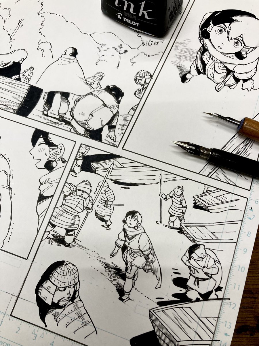 漫画原稿作画中。

作画大変なシーンが多くて元気が出ます💤
群衆にも活きた感じを持たせたいですね。
明日10/10(金)は第12話更新日です。
#無用の皇子は西に向き