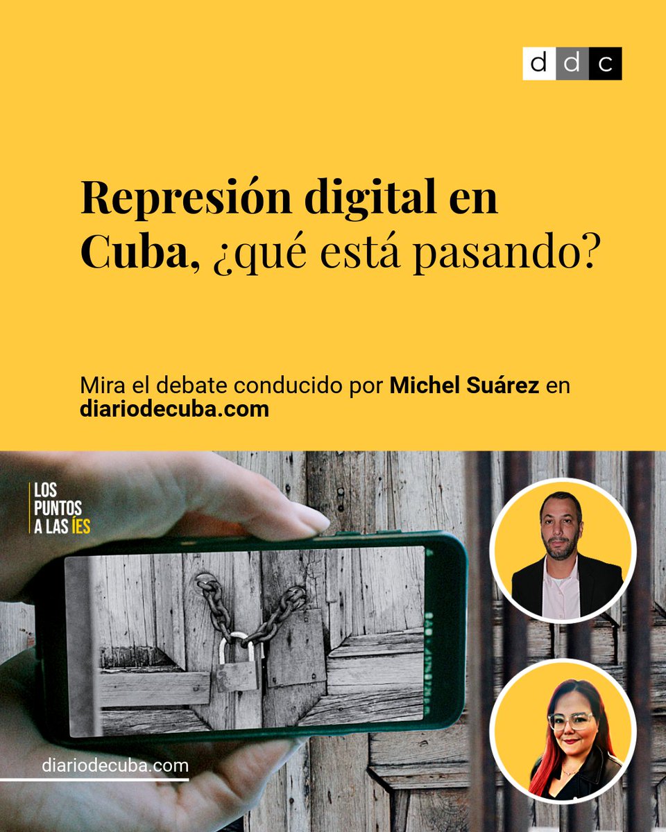 diariodecuba's tweet image. En los últimos cuatro años, más de 100 #cubanos han sufrido algún tipo de #represión por alzar su voz en redes sociales. Al menos 42 acabaron en la cárcel, muchos de ellos, condenados a penas de hasta 15 años.

Lo analizamos en #LosPuntosALasÍes con Estefanía da Silva, directora…