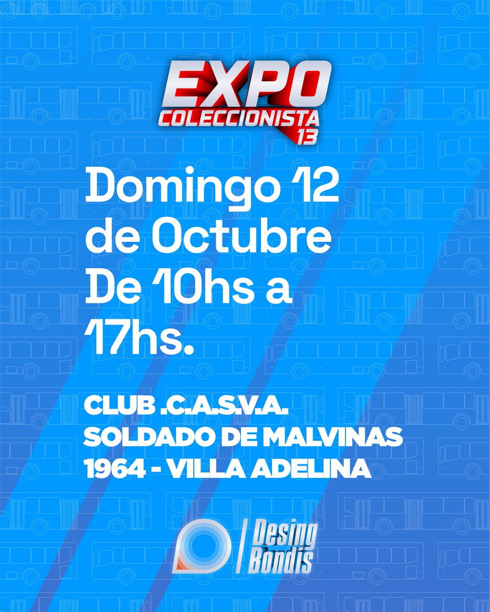 🚌 ¡Nos vemos en la Expo Coleccionista 13! 🙌
📅 Domingo 12 de octubre
🕙 De 10 a 17 hs
📍 Club C.A.S.V.A – Soldado de Malvinas 1964, Villa Adelina
Vení a conocer las maquetas de Desing Bondis y llevate tu bondi favorito 💙
#DesingBondis #Bondis #Modelismo #Transporte #Maquetas