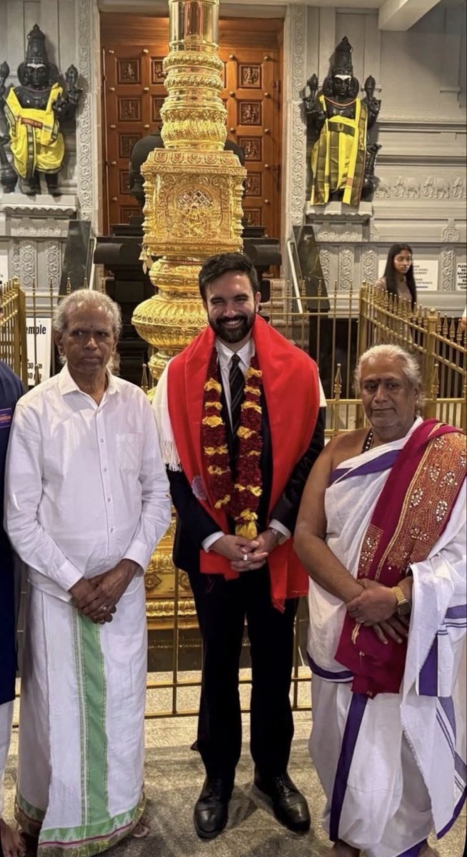 AnObserversView's tweet image. The difference is stark. Mosques have strict rules about the dress code and etiquette and even doing a paid promotion for Abu Dhabi, actors Ranveer and Deepika adhered to it whereas Zohran Mamdani who needs Hindu votes in America is doing it as per his convenience and is allowed…