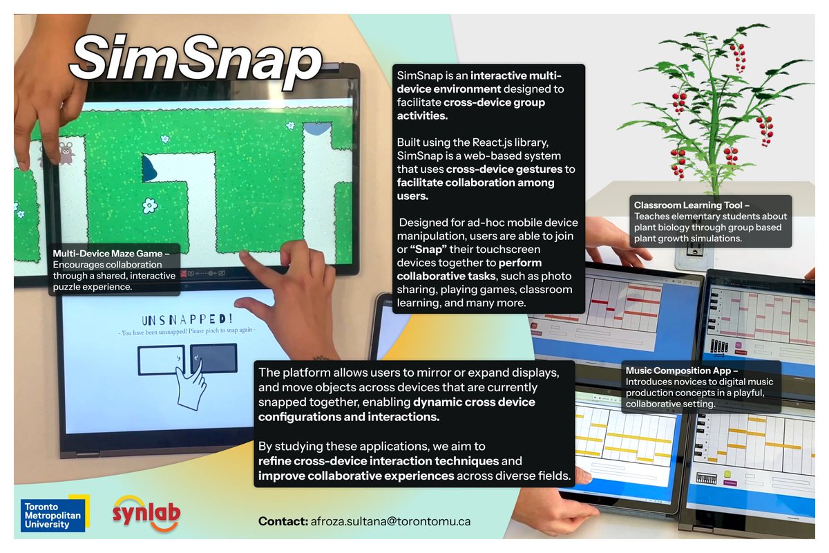Highlights from 𝗦𝗻𝗮𝗽𝗧𝘂𝗻𝗲𝘀 at #MobileHCI 2025 🇪🇬🫰‼️

Presented by lab member Ian Jeffery, SnapTunes reimagines digital music creation into playful, collaborative jam sessions 🎶✨😌

🔗 Tune in: doi.org/10.1145/373782… 

<a href="/thecreativeschl/">The Creative School</a> <a href="/researchTMU/">Research – Toronto Metropolitan University</a> <a href="/TorontoMet/">Toronto Metropolitan University</a>
