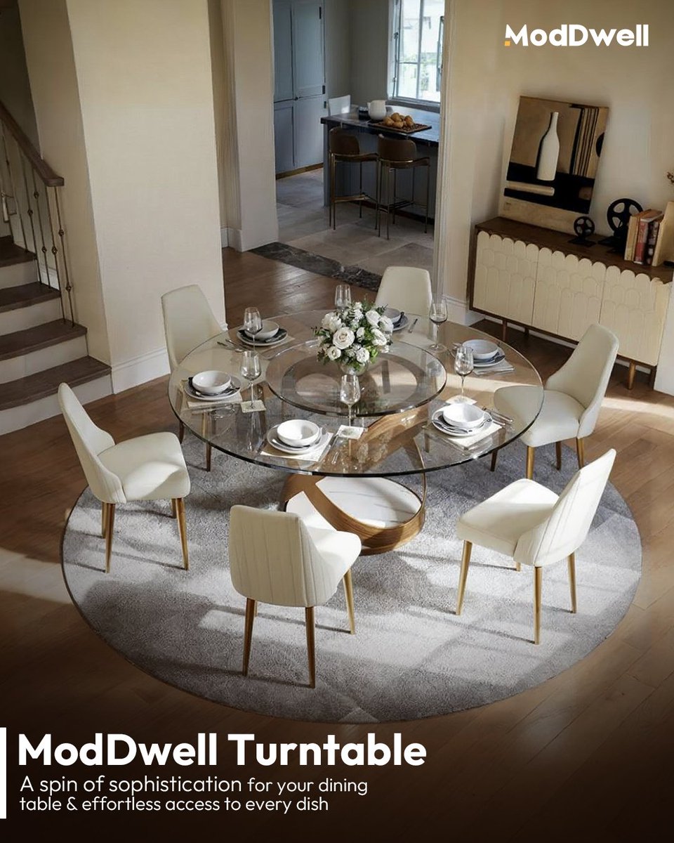 ModDwell's tweet image. Where style meets everyday living, experience the elegance of ModDwell Turn Table. ✨

#ModDwell #HomeStyle #EverydayElegance #ModernLiving #FunctionalDesign #InspiredSpaces