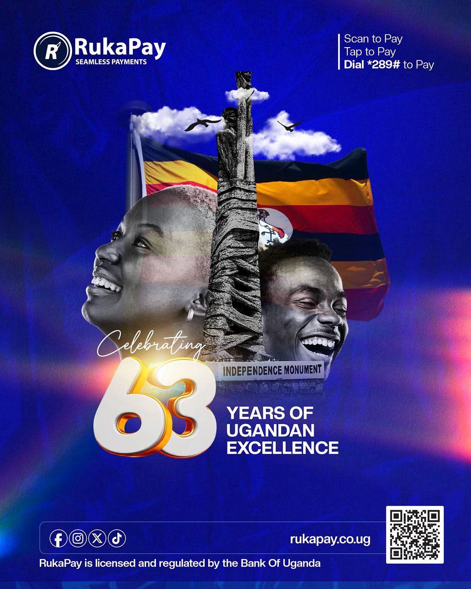 Happy Independence Day, Uganda! 🇺🇬

63 years of strength, resilience, and innovation.
At @RukaPayUG, we’re proud to power the future through digital payments that connect and empower Ugandans everywhere. 

#UgandaAt63 #RukaPay #FintechUG #IndependenceDay