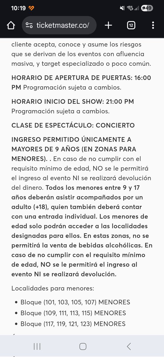 Luna1905's tweet photo. @MirialanaQ @keiner55886 @ParamoPresenta @paramo_presenta @Ticketmastercol @siegen En la compra decía +7 y a esta hora ya no aparece +12 sino +9 https://t.co/GAA5gAihDy