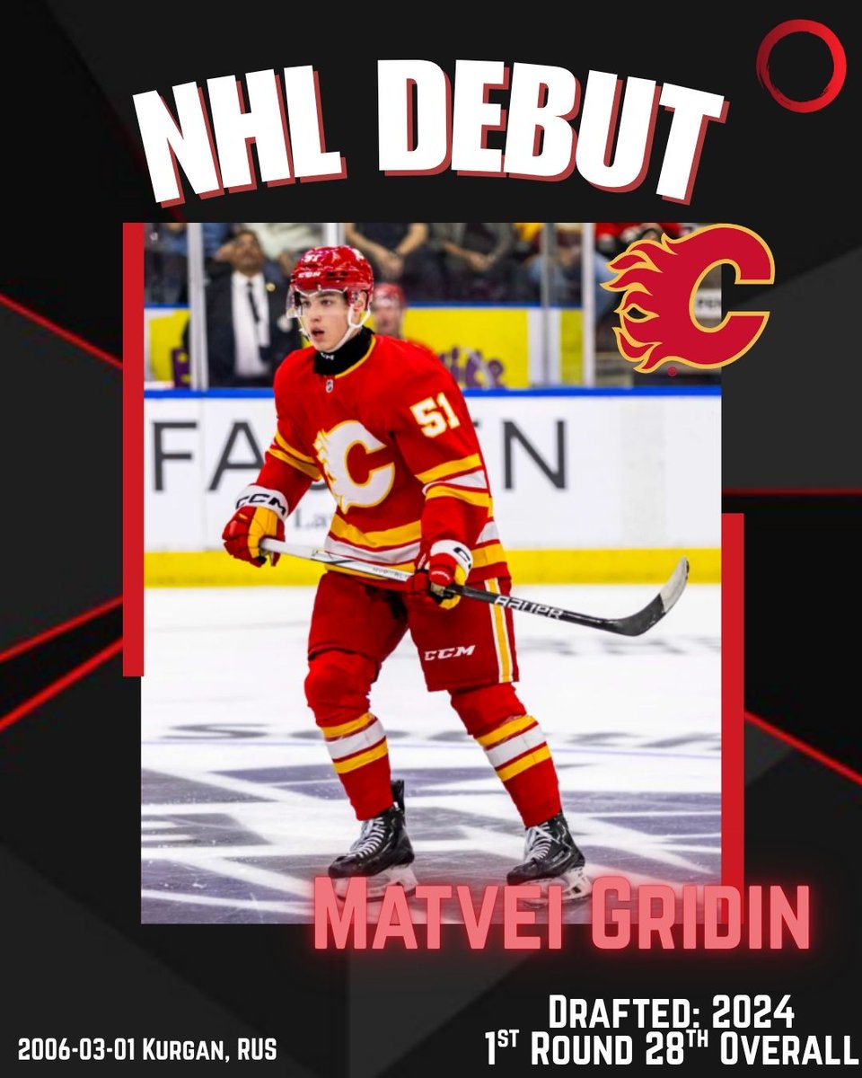 Matvei Gridin makes his NHL debut Wednesday with the Flames. Explore their full player profile on PuckPedia. <a href="/PuckPedia/">PuckPedia</a> <a href="/NHLFlames/">Calgary Flames</a> <a href="/NHLFlames/">Calgary Flames</a>  #NHLFLAMES #CalgaryFlames #NHLDraft #puckpedia
puckpedia.com/player/matvei-…