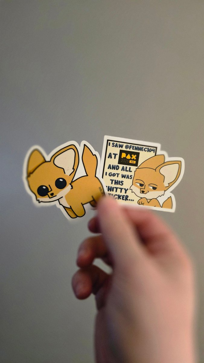 Fennec104's tweet photo. Pax Aus '25 stickers!
I have some stickers to give out this year if anyone finds me around the centre!

#PAXAus #TwitchANZ https://t.co/IevuXgjXsU