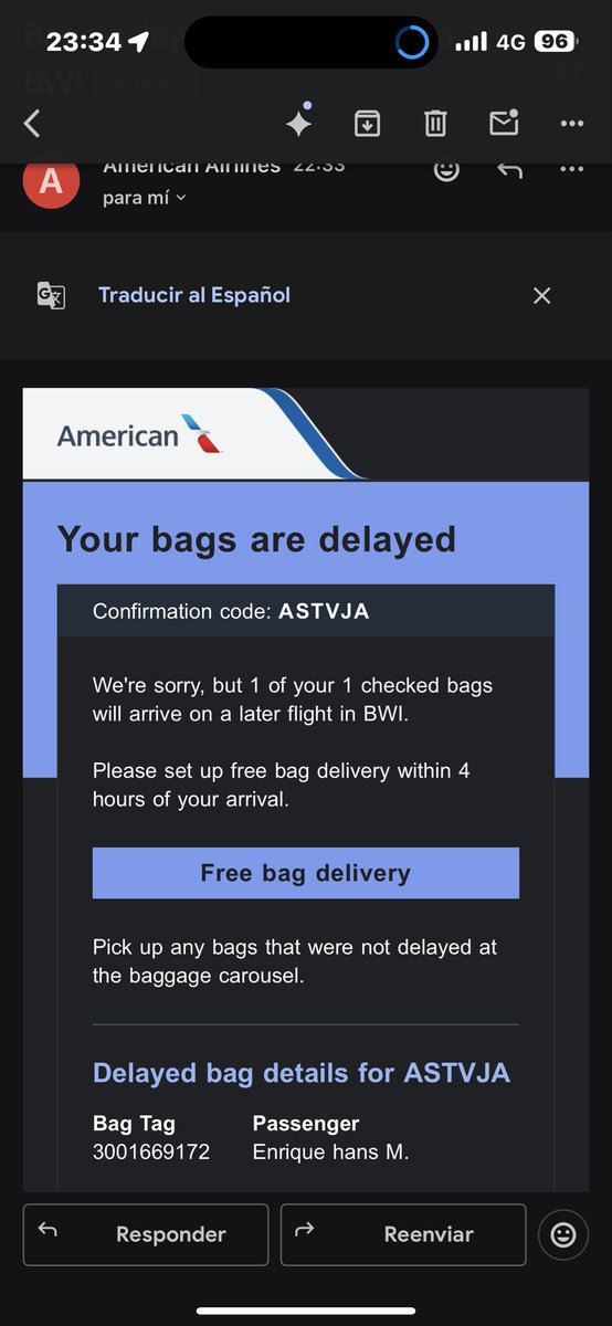 enriquehansmues's tweet photo. El peor servicio no vuelen por @AmericanAir boleto de business class y con la mano en la cintura pierden las maletas. Servicio que deja mucho que desear y nadie sabe nada https://t.co/wqrm90hmGA