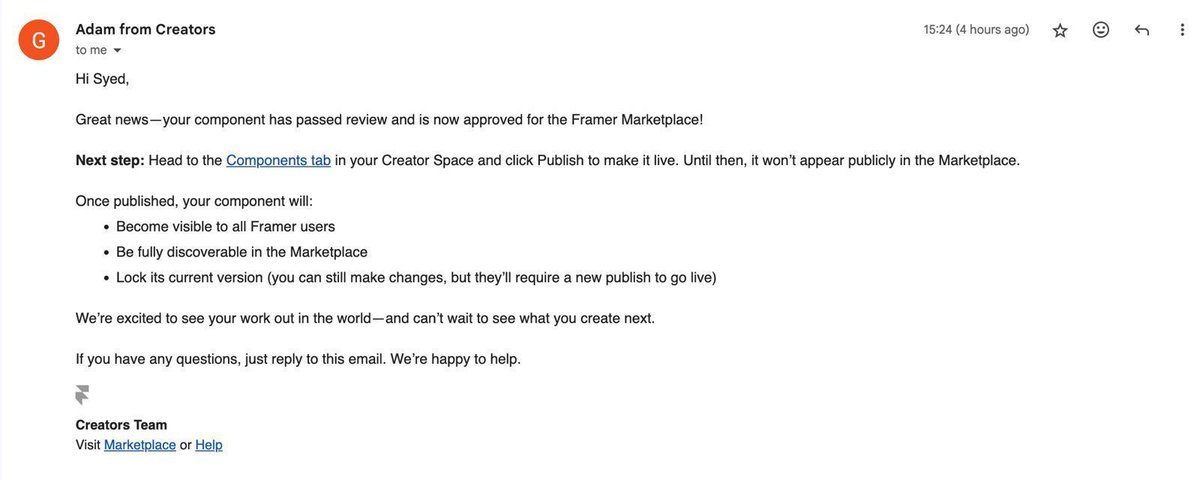 _syedsaboor's tweet image. Things you just love to see. My 4th Framer Component just got Approved!๐
Will reveal it soon.. Stay tuned ๐
Thanks a lot @framer Team &lt;3
The grind is always on ๐ช
#BuildInPublic #Framer #FramerDeveloper #FramerComponent #10framercomponentchallenge #FramerPlugin