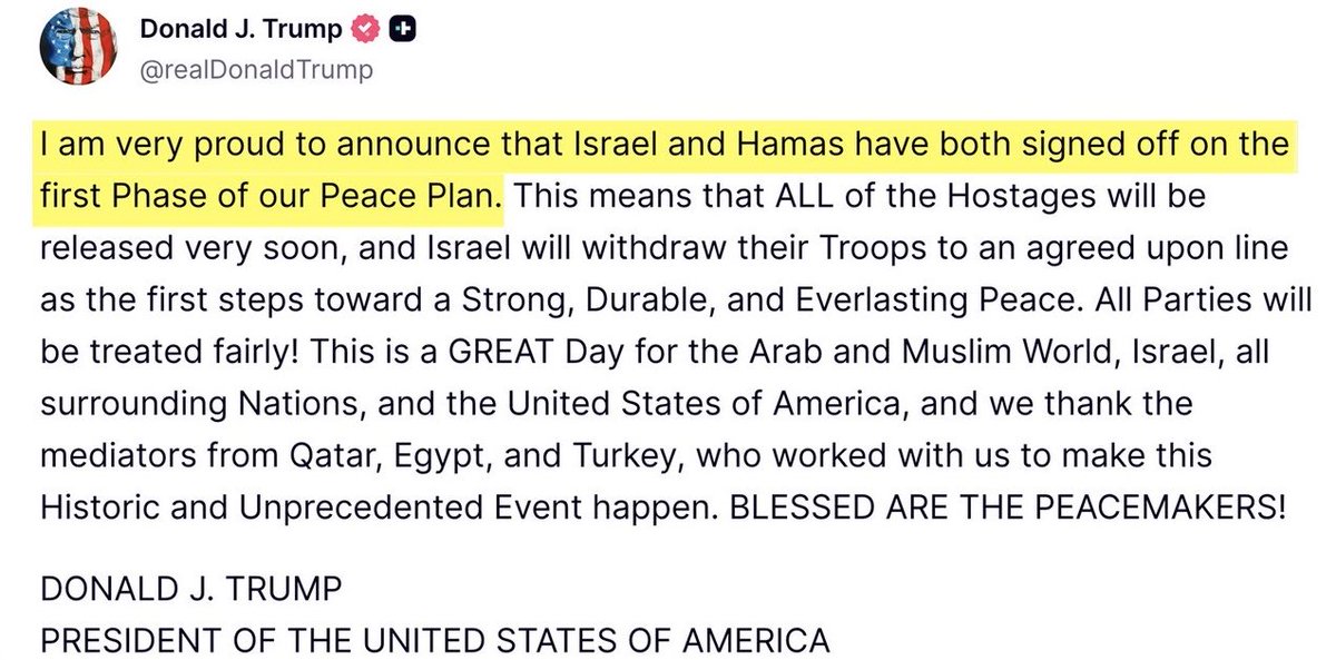 HistoryInPics's tweet image. Hamas and Israel have singed a peace deal. Hostages will be released on both sides. Israel will remove all troops from Gaza.