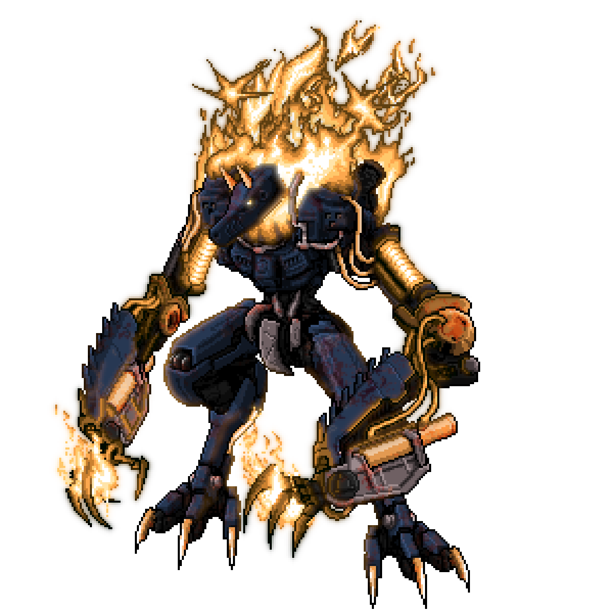 connor_dalton's tweet photo. Two more comms down! A Wolf themed Balor design and an update of an older rifle-weilding Stortebeker
#LancerRPG #mecha #pixelart https://t.co/4LgNIlINgG