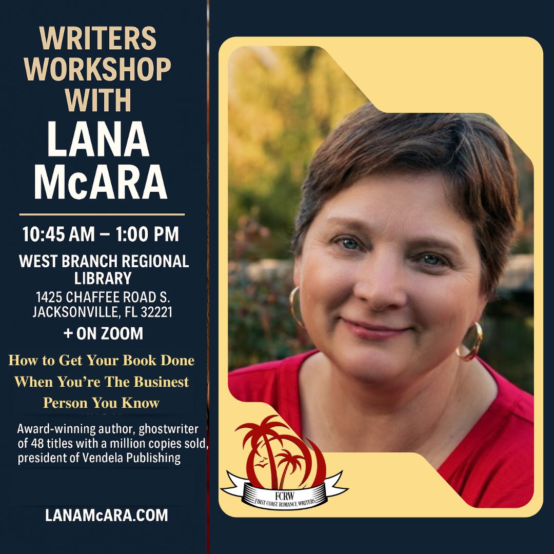 🗓 Sat, Oct 11th 
🕥 10:45 AM – 1:00 PM
📍 West Branch Regional Library – 1425 Chaffee Rd S, Jacksonville, FL 32221
💻 on Zoom
#WritersWorkshop: “How to Get Your Book Done When You’re the Busiest Person You Know”
Lana McAra has written 48 titles with over a million books sold