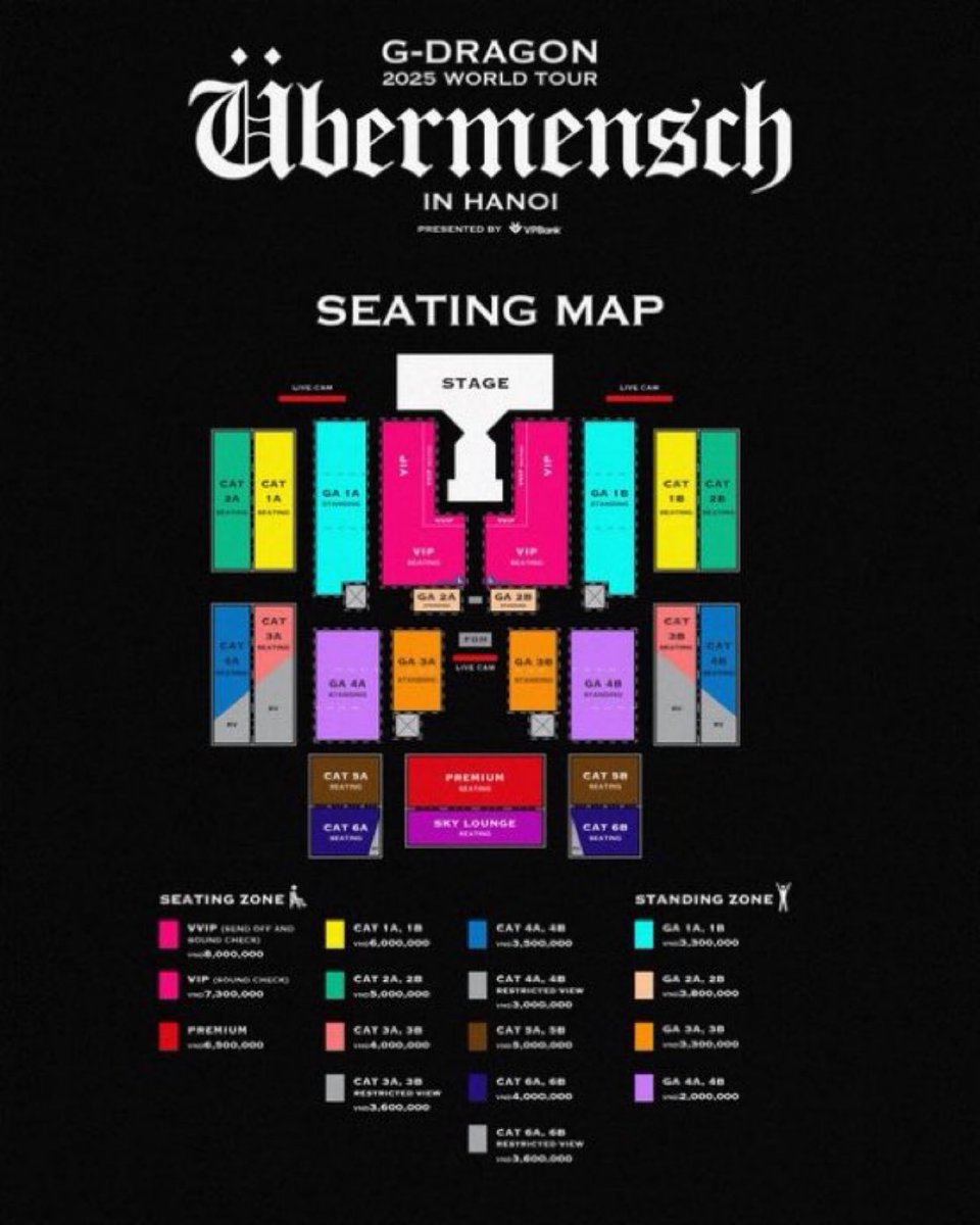 WTS 
G-DRAGON 2025 WORLD TOUR [Übermensch] — HANOI 🇻🇳

🎫 2× VVIP (SC+SO) | 2× VIP (SC) | 3× Premium
💎 Presale acc provided
🌍 Interfans welcome

📩 DM to secure yours!
#GDRAGON #GD #Übermensch #GD2025 #GDWorldTour #GDinHanoi
