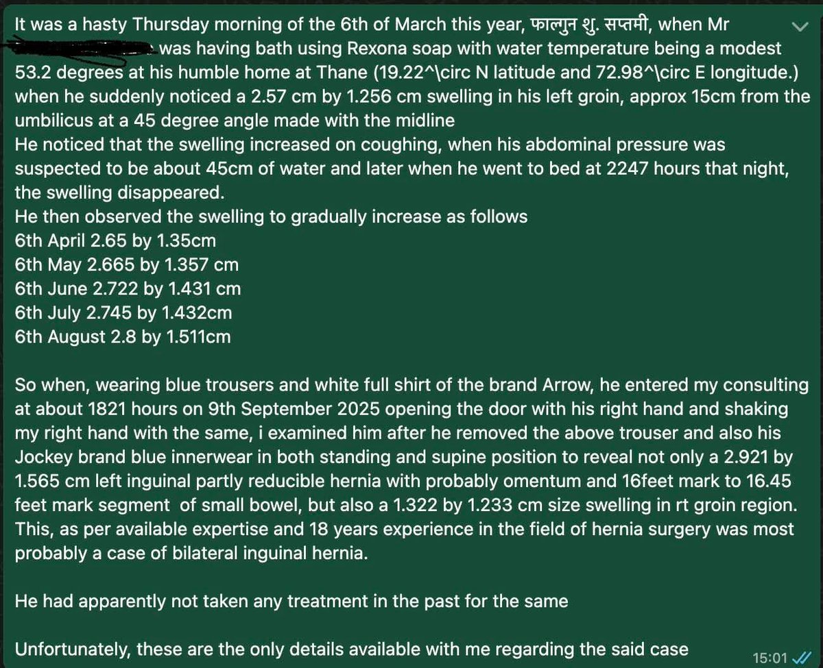DrSumeetShah's tweet image. A Surgeon's reply to an inane Insurance Query about #Hernia is going Viral. 

It is hilarious and yet serious because it represents a bigger problem of meaningless Insurance Queries which serve only to do more paperwork,  delay clearances for patients and often lead to
