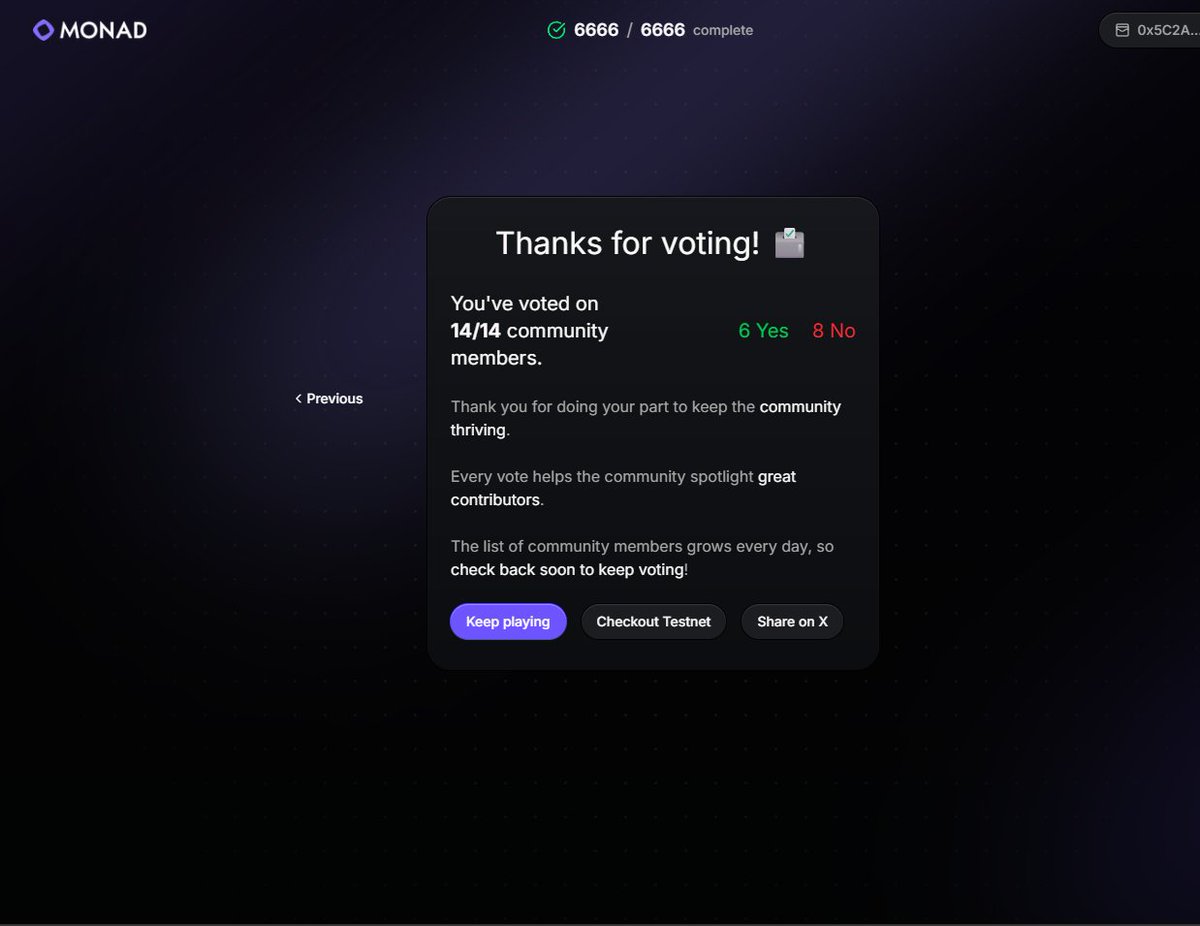 TrungThahNgg's tweet image. Monad loading… ▓▓▓▓▓▓▓▓▓▓▓▓░ 99.39% ⚡

Only 6,666 people have appeared on the Recognizer.
Are you one of them? 👀
I’m certain this means something big —
something special is about to be revealed. ✨
@monad #MonadRecognizer