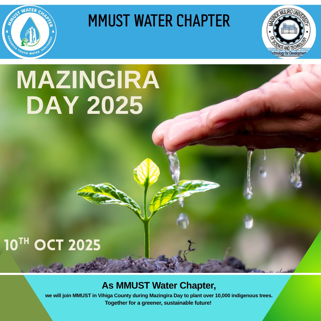 we’re heading to Vihiga County this Mazingira Day to join MMUST in planting over 10,000 indigenous trees! 
Let’s grow green and live clean! 
 #MazingiraDay2025 #ClimateAction #GreeningKenya
<a href="/037WaterBunge/">Kakamega Youth Water Parliament</a>
<a href="/MMUST_Kenya/">Masinde Muliro Univ.</a>