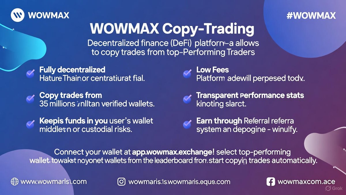 D_onlyEMMY's tweet image. Tired of being in the 99% of traders who lose money? What if you could mirror the top 1%—the consistent winners—without the guesswork? 

Enter WOWMAX Copy-Trading: The first fully DeFi platform that lets you copy elite strategies directly on-chain. No middlemen, no custodial…