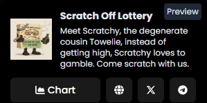 The_DexVault's tweet photo. $SOL X #ScratchOffLotto 🎰
After smashing their 30X Boost, The Scratch Off Lotto community is rolling straight into paid ad territory — a full token ad campaign has been launched via #DexVault, bringing #SOL right back into the spotlight.
Meet Scratchy — Towlie’s degenerate cousin. While Towlie got high, Scratchy found a new fix: the rush of being scratched again and again. The community’s hooked, the energy’s wild, and every ticket scratched pushes this thing higher.
Keep your tickets close. $SOL is just getting started.
CA: UcDorFewMEe3ufsigWP1pr28b9UVpux4D1LgxWLpump