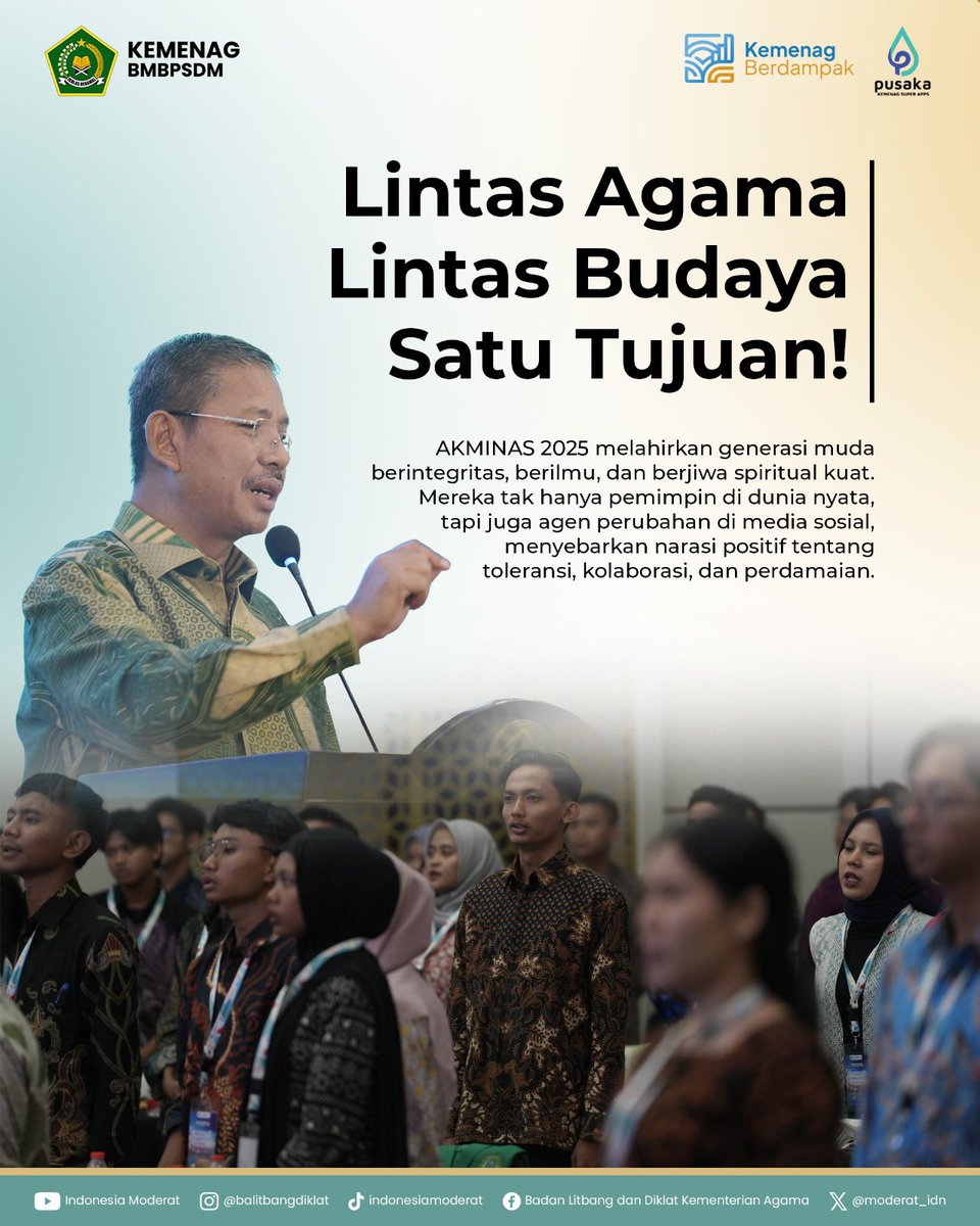 moderat_idn's tweet image. Salam #SahabatReligi

Kementerian Agama resmi buka Akademi Kepemimpinan Mahasiswa Nasional (AKMINAS) 2025👩‍🎓🧑‍🎓

Swipe ke kiri untuk baca lebih lengkap!

#BMBPSDM
#KemenagRI
#ModerasiBeragama
#KitaSemuaSama
#ExellenceIsOurTradition
