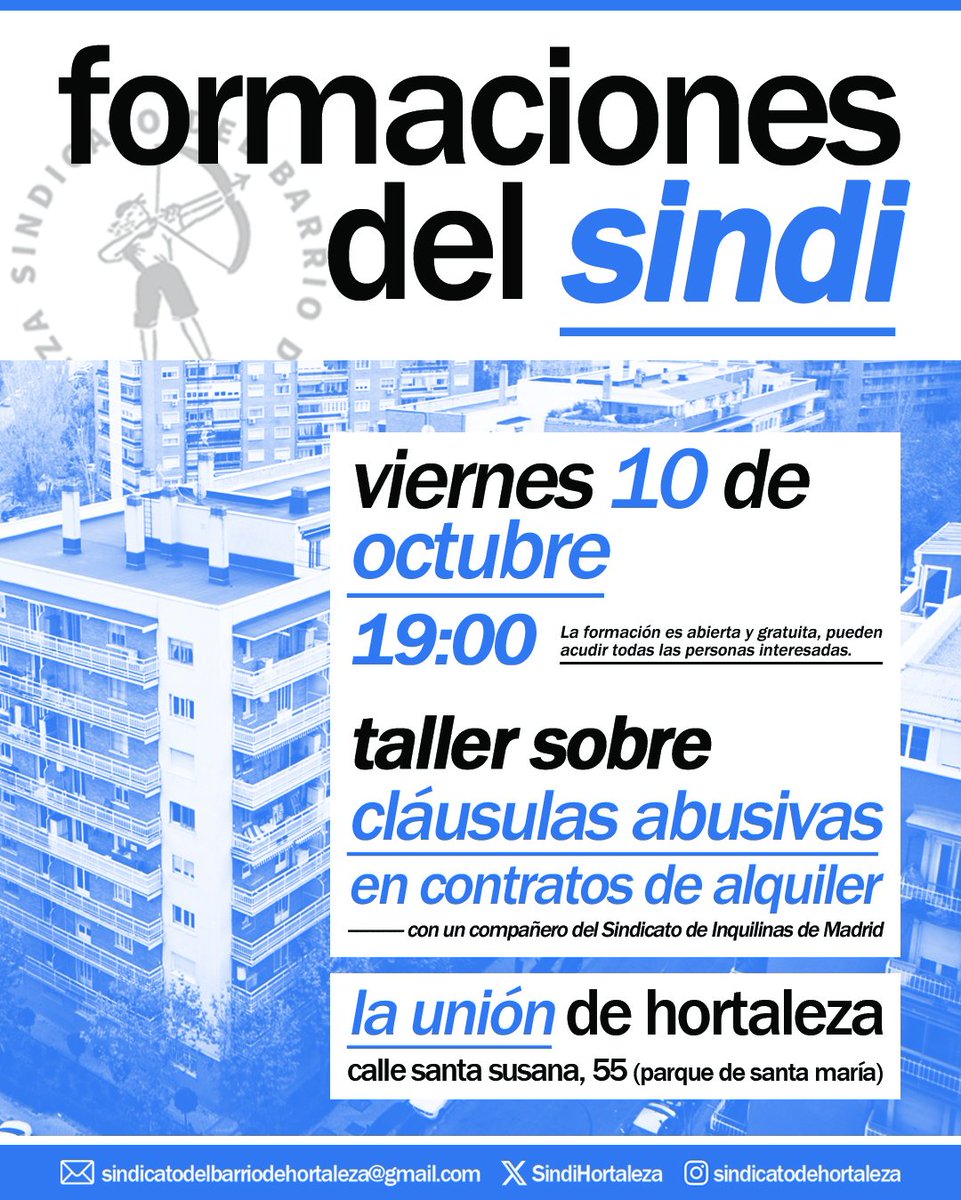 TALLER: CLÁUSULAS ABUSIVAS EN LOS CONTRATOS DE ALQUILER

Este viernes hablaremos sobre qué son las cláusulas abusivas en los contratos de alquiler y compartiremos estrategias colectivas que podemos desarrollar para eliminarlas y mejorar nuestra seguridad habitacional ✊🏾📝