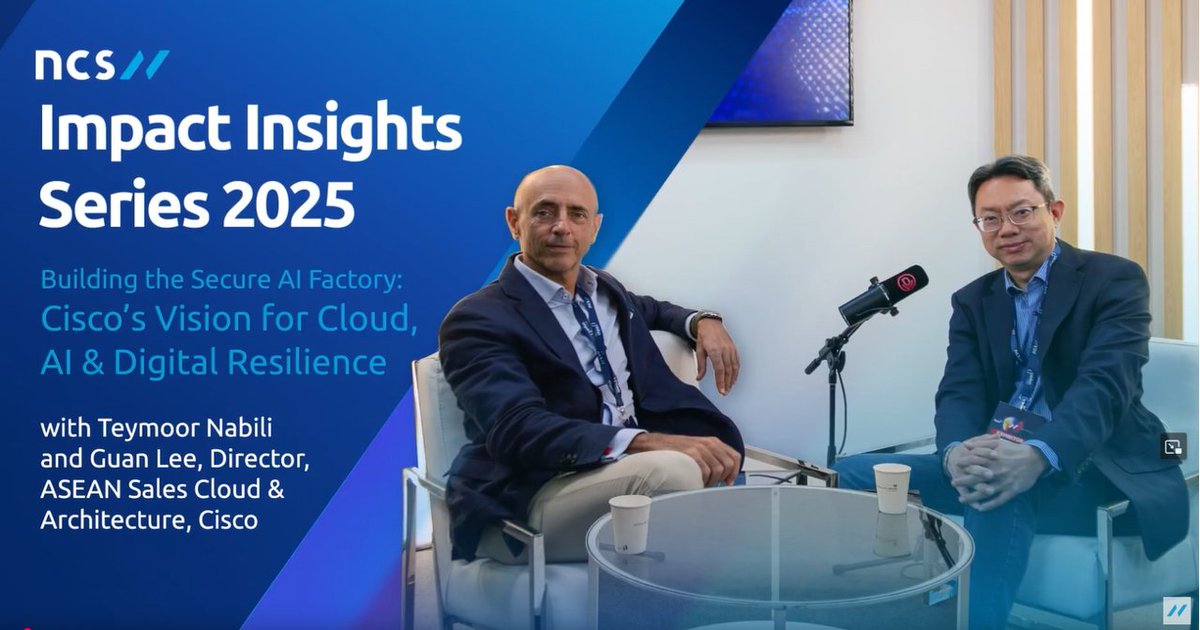 vishalkumar499's tweet image. What&apos;s next for enterprise IT? In this episode of NCS Impact Insights, Cisco&apos;s Guan Lee shares how companies can get ready for AI, simplify cloud environments, and strengthen data center security.