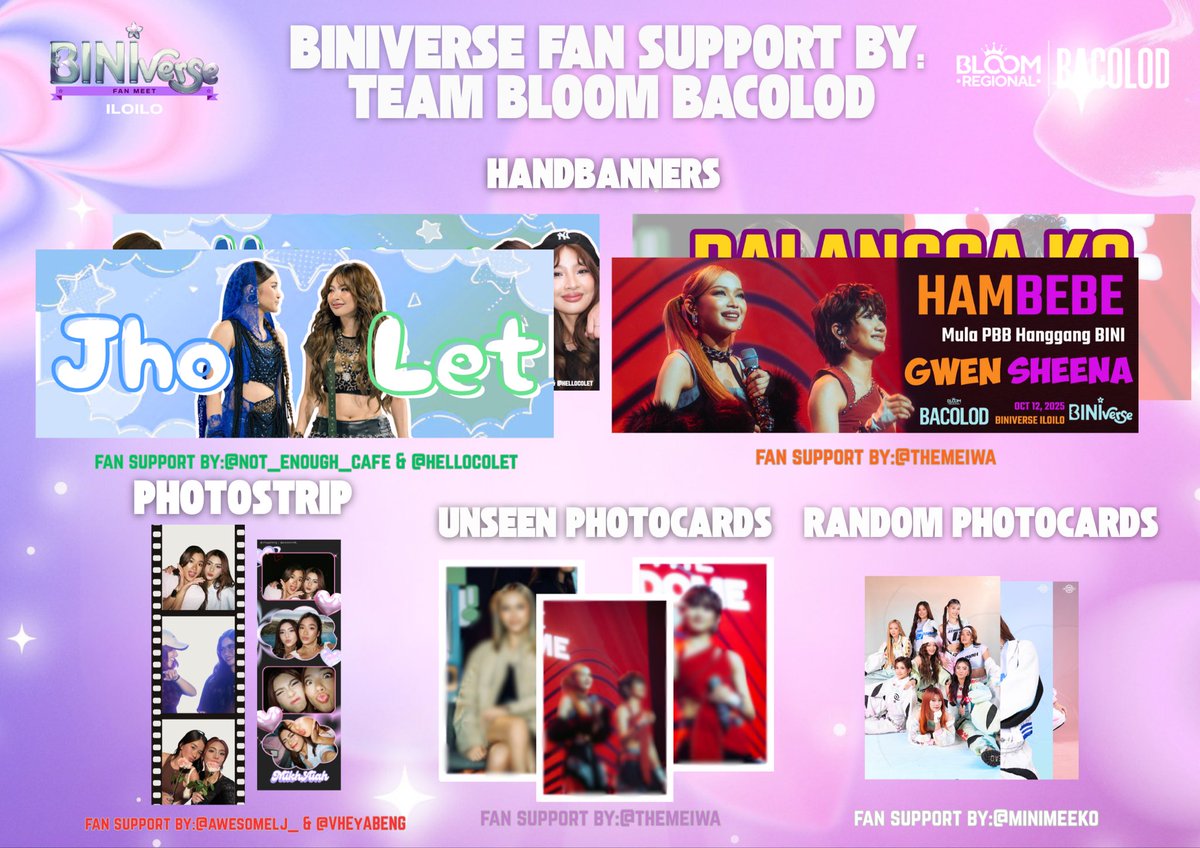 𝐓𝐄𝐀𝐌 𝐁𝐋𝐎𝐎𝐌 𝐁𝐀𝐂𝐎𝐋𝐎𝐃 𝐅𝐀𝐍 𝐒𝐔𝐏𝐏𝐎𝐑𝐓: 

Another fan support from Team Bloom Bacolod! 💗

We can't wait to see you all this weekend! 

♡︎ 1:1 ratio
♡︎ Time &amp; location: TBA

A big thank you to our donors for making this possible.

#BiniverseFanMeetInIloilo