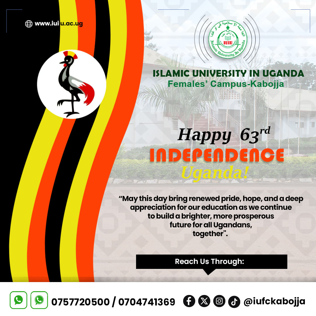 HAPPY INDEPENDENCE DAY UGANDA 🇺🇬.

#UgandaAt63 #IndependenceDay #ProudlyUgandan