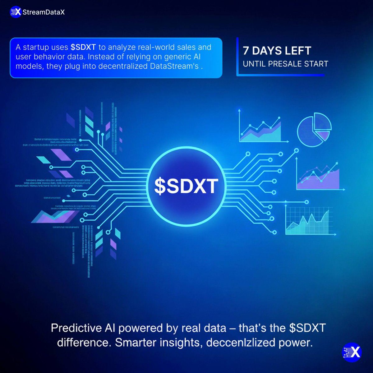 OnomeofWeb3's tweet image. The Countdown Begins  7 Days to the $SDXT Presale

Every revolution starts quietly.
But this one? It’s about to echo across the entire Web3 and AI landscape.

@StreamDataX isn’t just launching another token 
it’s building the infrastructure for the next era of AI-powered data…