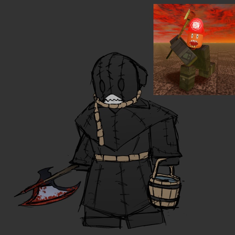 CBRobloxNews's tweet image. The "Executioner" skin for Greg!
Design by our goat: @dragunitycat
#ContainmentBreaking