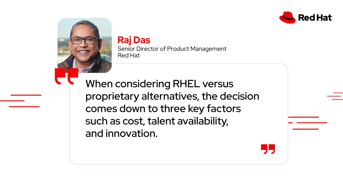 RedHatAPAC's tweet image. #Opensource isn’t just cheaper, it’s strategic.

Red Hat&apos;s Raj Das explains how #enterprises use open ecosystems to break free of vendor lock-in, speed innovation, and attract talent. In #APAC, that shift is real. bit.ly/3KHbt7G