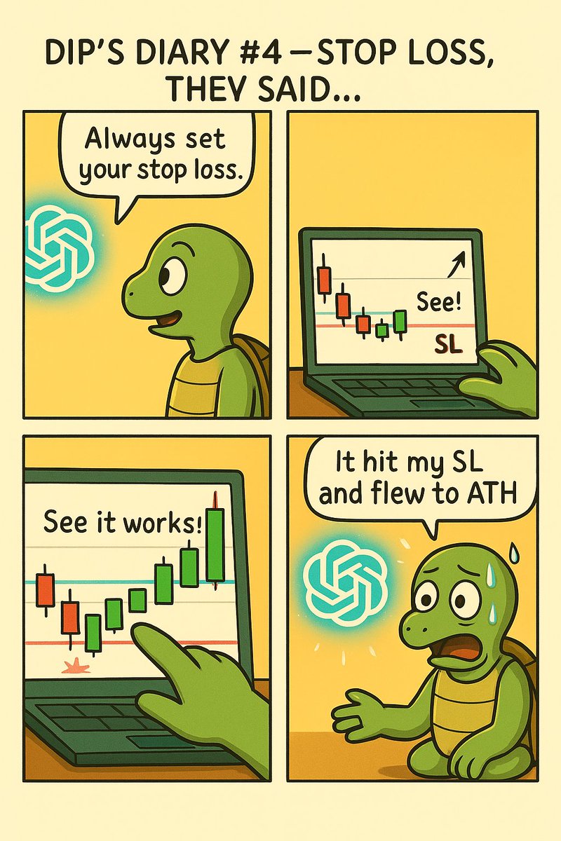DawgRonald42429's tweet photo. Dip’s Diary #4 — “Stop Loss, They Said…”
You set stop loss.
But deep down…
you hoped it wouldn’t work.
#DipDiary #OVERTHINK #OVERT #webcomic #crypto #tradingmemes #memecomic #traderlife #digitalcomic #webtoons #comicseries #pumpfun #pumpdotfun https://t.co/gndYnj7Fpi