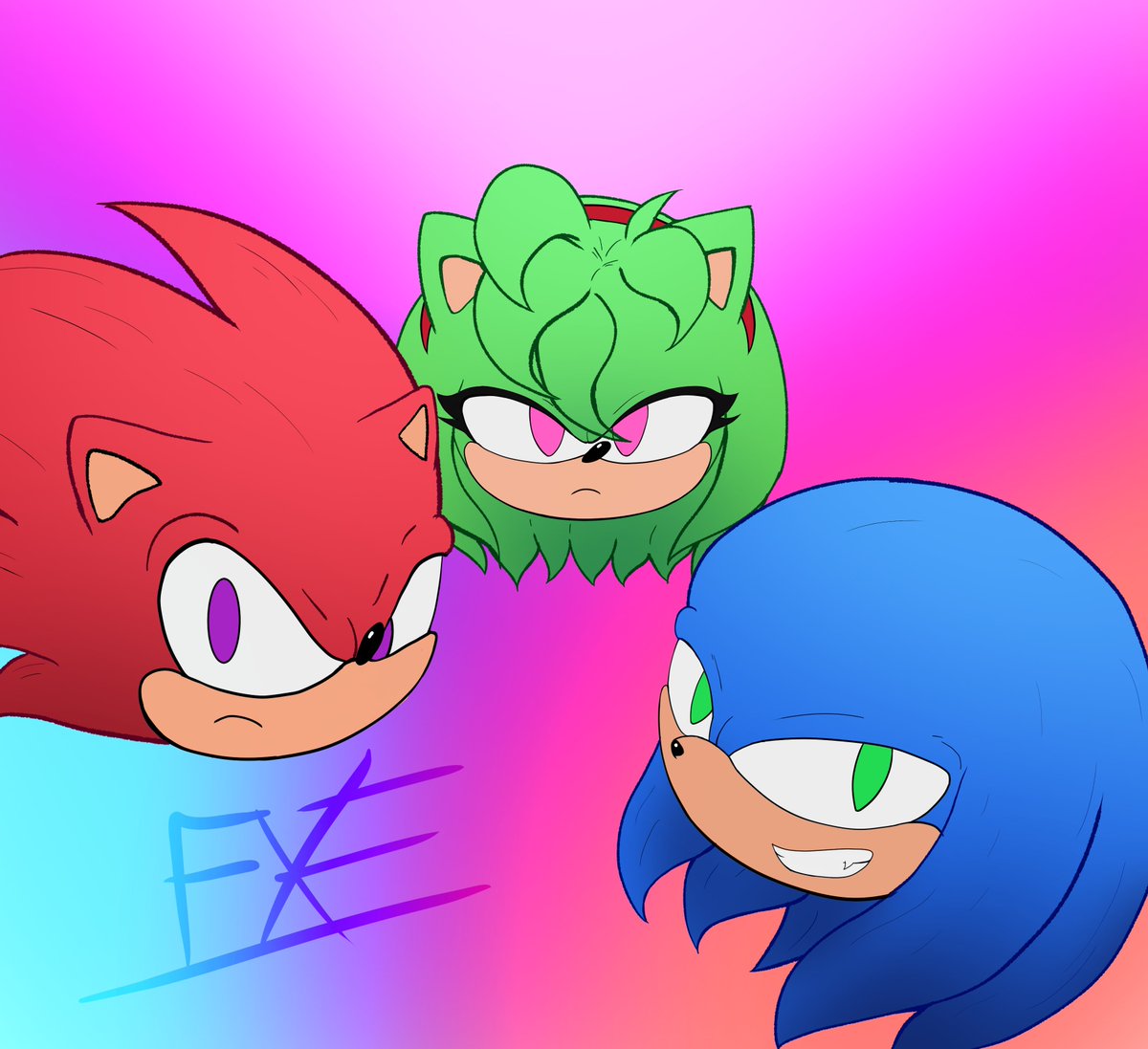 FallseVoid's tweet photo. We finally have a third. Truly the trilogy of rom hacks.
#redsonic #greenamy #blueknuckles https://t.co/VznSNodz4q