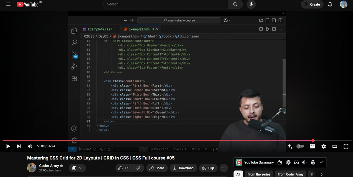 neuralnerd01's tweet image. Day 11/100 of #100DaysOfCode 🧱 @rohit_negi9 

Learned CSS Grid today — the 2D layout superpower!
📐 Grid lines, tracks, cells, areas
⚙️ grid-template-rows / columns
⚖️ fr units &amp;amp; gaps
🧩 Manual + auto placement
💻 Built the “Holy Grail” layout (header, sidebar, main, footer)