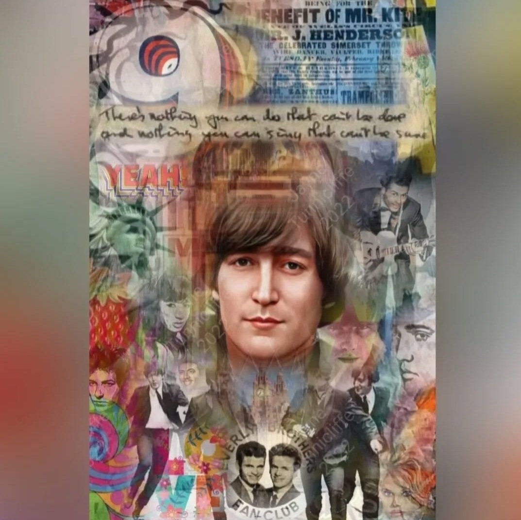 Happy 50th birthday to Sean Lennon. His Dad would've been 85 today. Where  does the time go? As always, thanks for the music, John ❤️ Here's my  artistic tribute #johnlennon #birthday #seanlennon #, image size:1073x1072