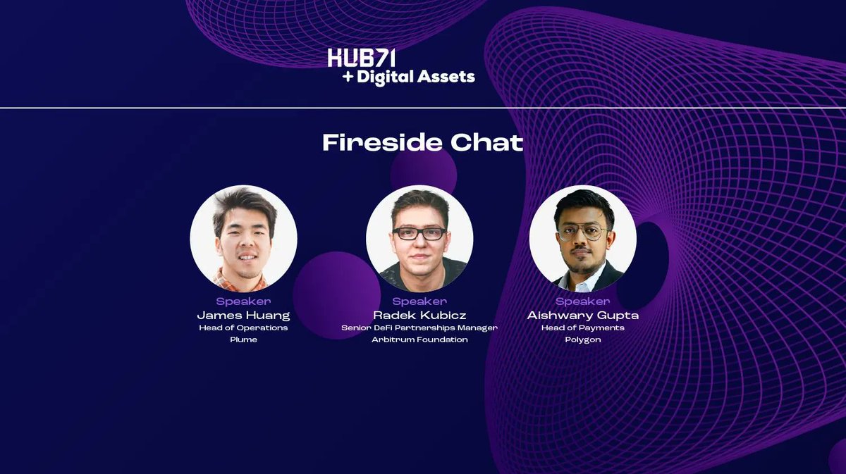 plumenetwork's tweet image. Plume continues to show up where it matters.
Our Head of Ops will join leaders from @0xPolygon and @Arbitrum at "gmAD: UAE Web3 Trends" in Abu Dhabi today.
Hosted by @hub71ad, the panel will share how compliant RWAs are the foundation of institutional adoption.