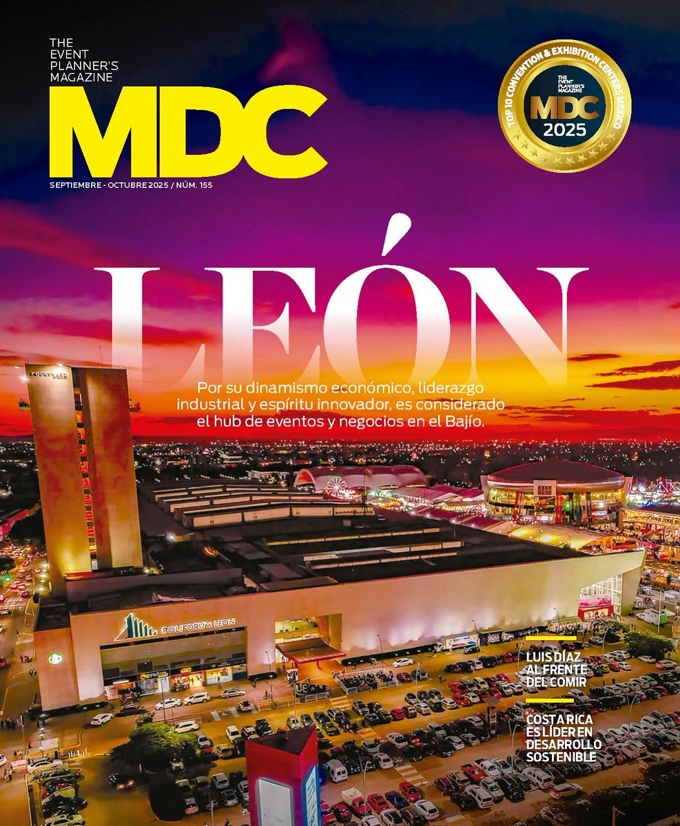 #COVER🤩
MDC Magazine 155 
✨LEÓN
Por su dinamismo económico, liderazgo industrial y espíritu innovador, es considerado el hub de eventos y negocios en el Bajío.
📌Luis Díaz 
Al frente del COMIR 
📌Costa Rica 
Es líder en desarrollo sostenible
issuu.com/editorialorang…