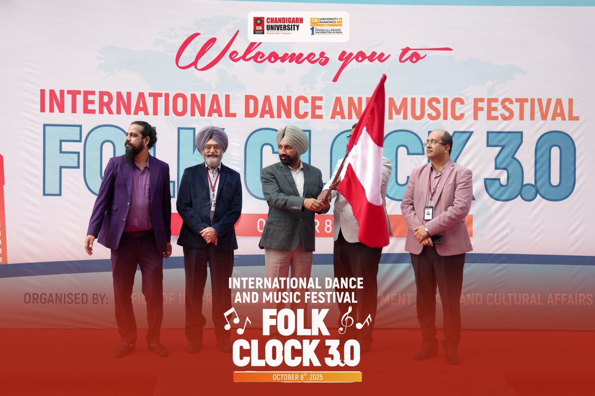 Chandigarh_uni's tweet image. United by rhythm, inspired by diversity!
The #FolkClock3 International Dance &amp;amp; Music Festival turned our campus into the world’s stage, with 23 nations coming together in a spectacular showcase of culture, color, and creativity. From mesmerizing dances to soulful music, every…